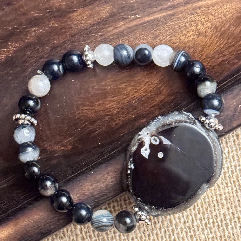 Black Jasper Beaded Bracelet - Picture 2 of 3
